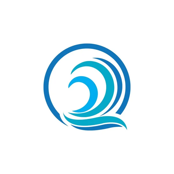 Onda Spiaggia Vettore Illustrazione Disegno Logo — Vettoriale Stock