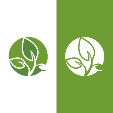 Yeşil ağaç yaprağı ekoloji doğa elementi vektörü logoları