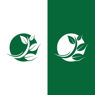 Yeşil ağaç yaprağı ekoloji doğa elementi vektörü logoları