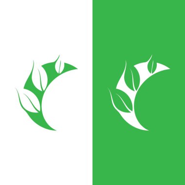 Yeşil ağaç yaprağı ekoloji doğa elementi vektörü logoları