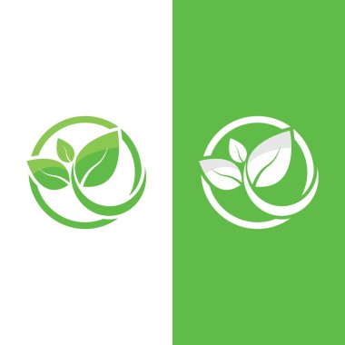 Yeşil ağaç yaprağı ekoloji doğa elementi vektörü logoları