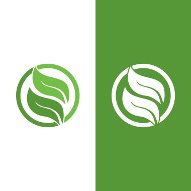 Yeşil ağaç yaprağı ekoloji doğa elementi vektörü logoları
