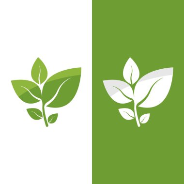 Yeşil ağaç yaprağı ekoloji doğa elementi vektörü logoları