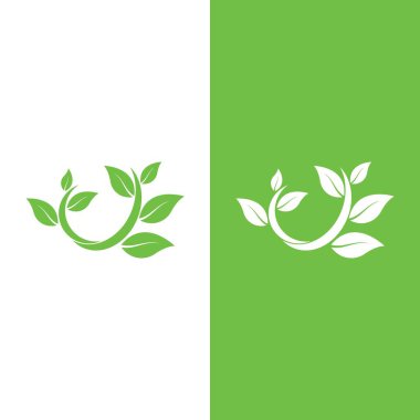 Yeşil ağaç yaprağı ekoloji doğa elementi vektörü logoları