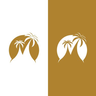 Palmiye ağacı logo şablonu vektör çizimi