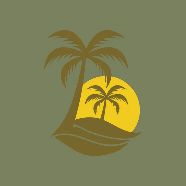 Palmera Verano Logo Plantilla Vector Ilustración — Vector de stock