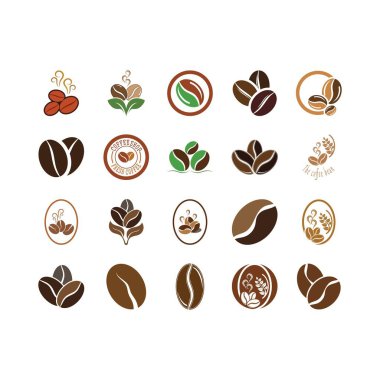 kahve çekirdeği simgesi vektör çizimi şablonu