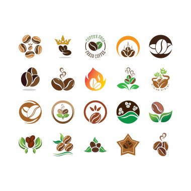 kahve çekirdeği simgesi vektör çizimi şablonu