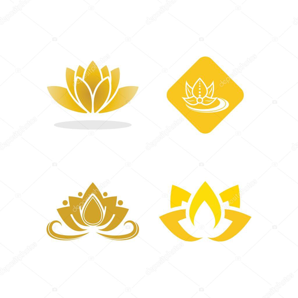 Beauty vector lotus flowers design logo template icon