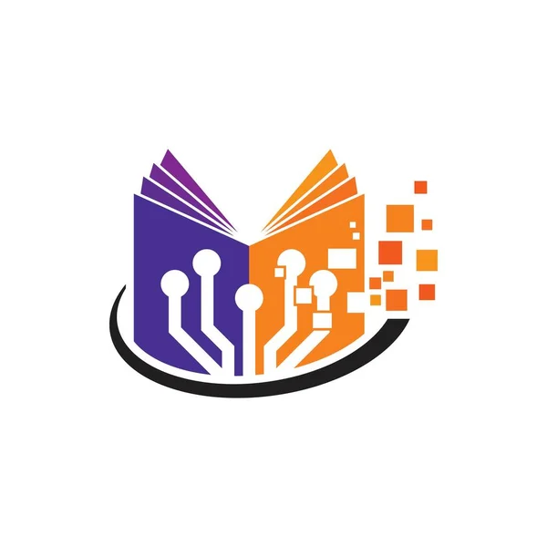 Ψηφιακός Σχεδιασμός Εικονιδίου Φορέα Τεχνολογίας Λογότυπου Βιβλίου — Διανυσματικό Αρχείο