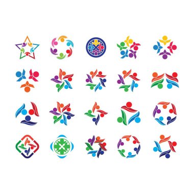 Topluluk, ağ ve sosyal simge tasarım şablonu