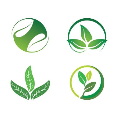 Yeşil ağaç yaprağı ekoloji doğa elementi vektörü logoları