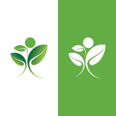Yeşil ağaç yaprağı ekoloji doğa elementi vektörü logoları