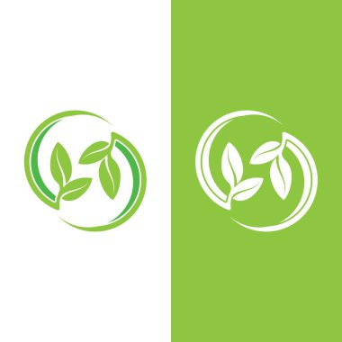Yeşil ağaç yaprağı ekoloji doğa elementi vektörü logoları