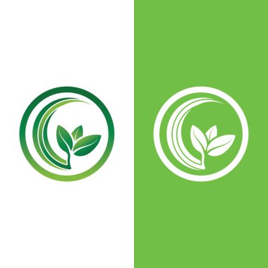 Yeşil ağaç yaprağı ekoloji doğa elementi vektörü logoları