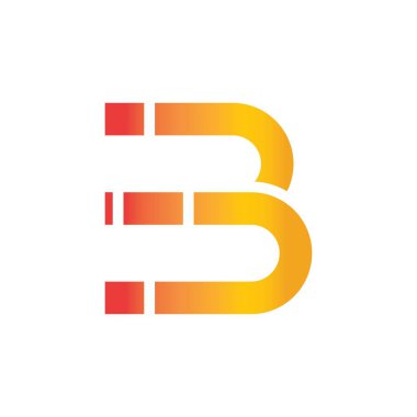 B Harfi logo şablonu vektör çizimi