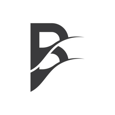 B Harfi logo şablonu vektör çizimi