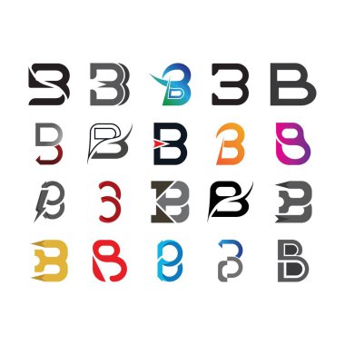 B Harfi logo şablonu vektör çizimi