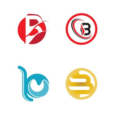 B Harfi logo şablonu vektör çizimi