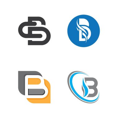 B Harfi logo şablonu vektör çizimi