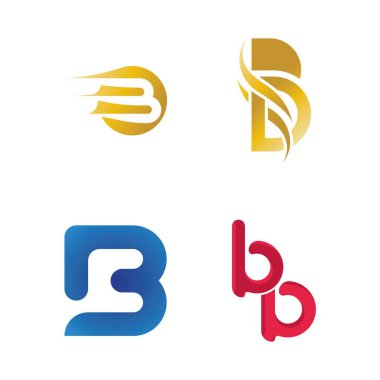 B Harfi logo şablonu vektör çizimi
