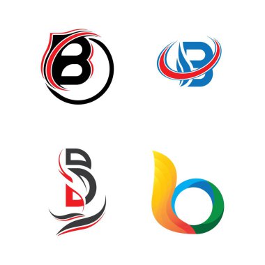 B Harfi logo şablonu vektör çizimi