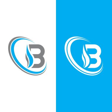 B Harfi logo şablonu vektör çizimi