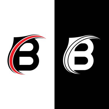 B Harfi logo şablonu vektör çizimi
