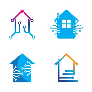ev teknolojisi logo vektör çizim şablonu