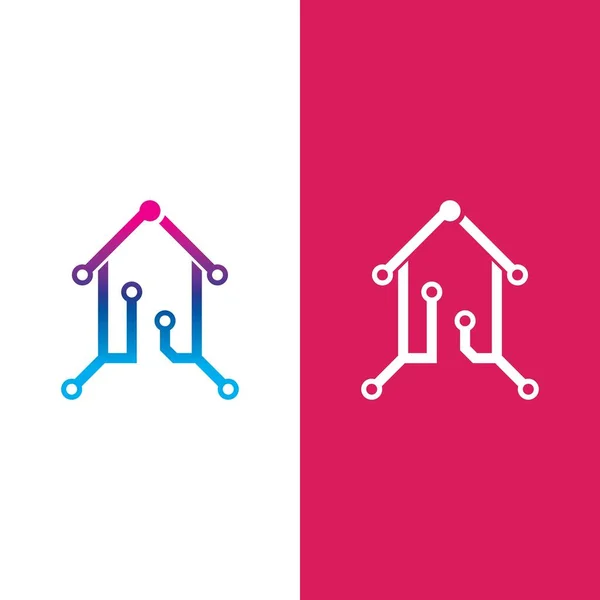 Home Tech Logo Vector Illustration Design Template — Vetor de Stock