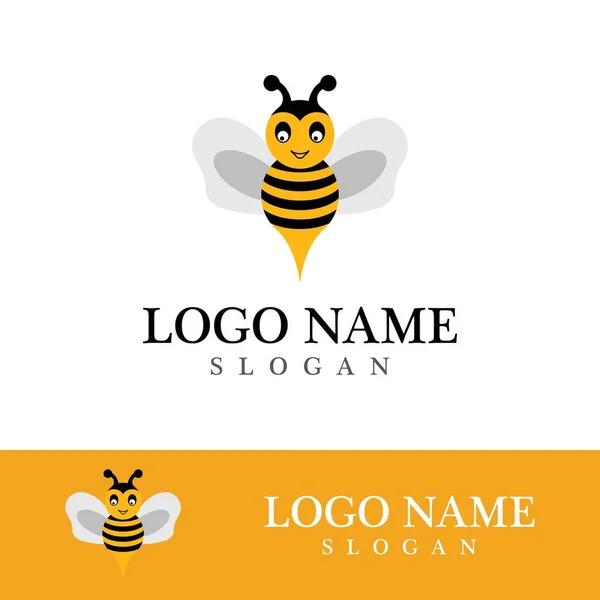 Bee Logo Vector Icon Illustration Design — Stock Vector