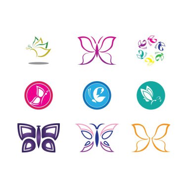 Kelebek logosu sembol vektör simgesi tasarımı