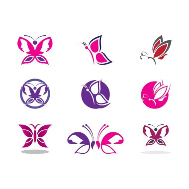 Kelebek logosu sembol vektör simgesi tasarımı