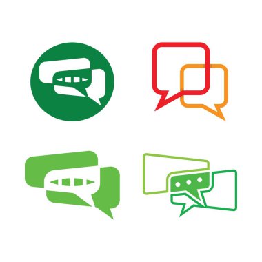 İleti kabarcığı logosu ve sembol konuşma simgesi illüstrasyonu