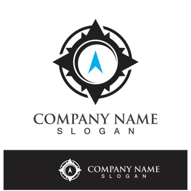 pusula simgesi logo tasarımı vektör çizimi