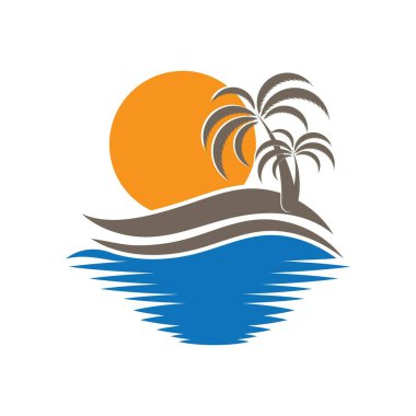 Günbatımı logo tasarım sembolü illüstrasyonu