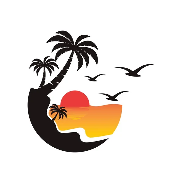 Sunset Logo Icono Diseño Símbolo Vector Ilustración — Archivo Imágenes Vectoriales