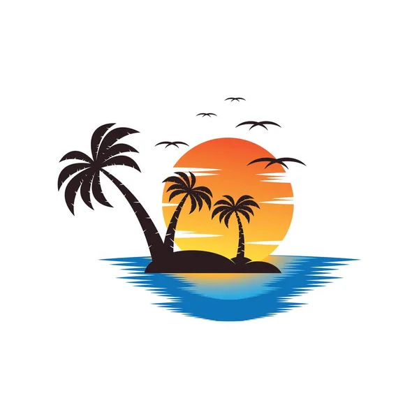 Sunset Logo Icono Diseño Símbolo Vector Ilustración — Vector de stock