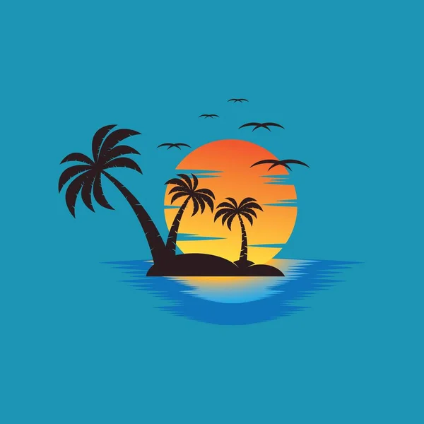 Sunset Logo Icono Diseño Símbolo Vector Ilustración — Vector de stock