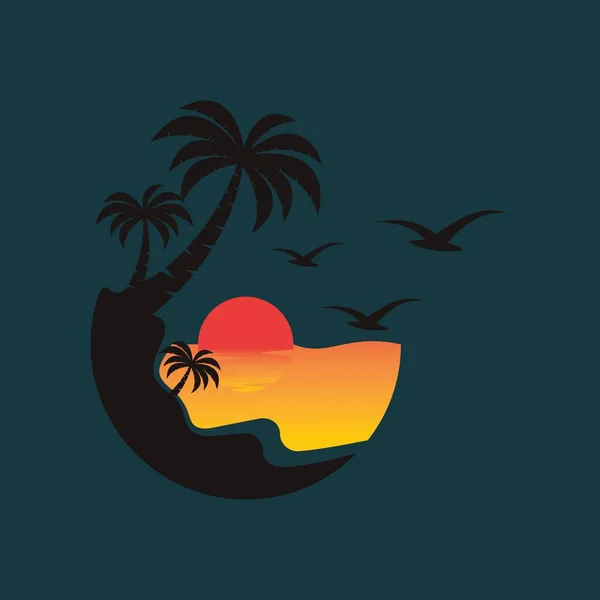 Günbatımı logo tasarım sembolü illüstrasyonu
