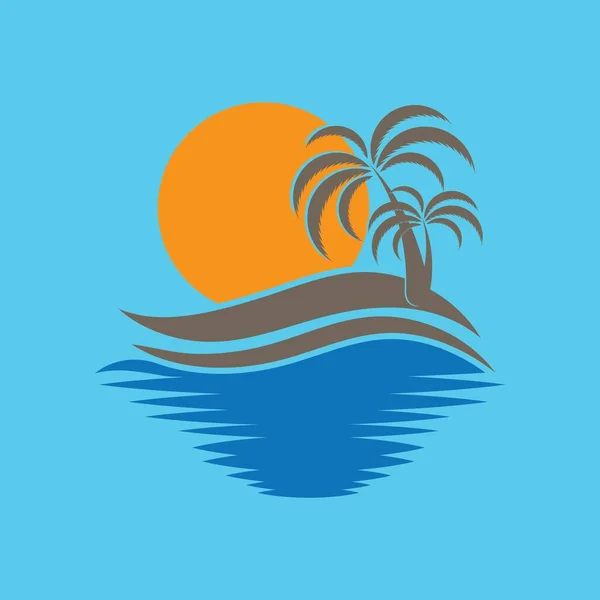 Sunset Logo Icono Diseño Símbolo Vector Ilustración — Vector de stock