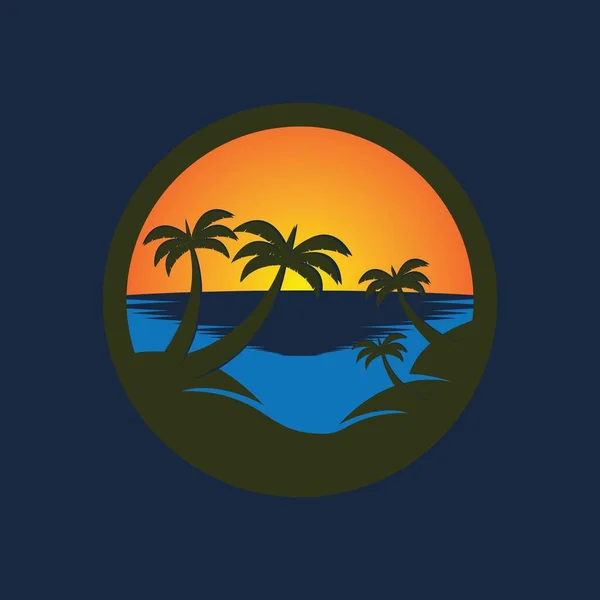 日没のロゴアイコンデザインシンボルベクトルイラスト — ストックベクタ