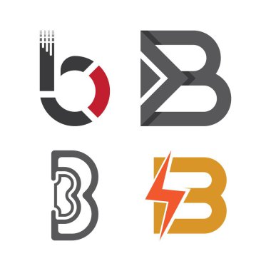 Yaratıcı B harfi logo tasarımı vektör çizimi 