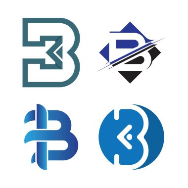 Yaratıcı B harfi logo tasarımı vektör çizimi 