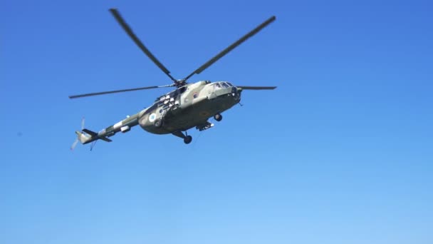 Kiev Ukraine October 2021 Breathtaking View Military Helicopter Painted Khaki — Stock Video