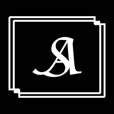 AS harfi logo vektör şablonu siyah arkaplan yaratıcı harf AS simgesi üzerinde. Vektör olarak.