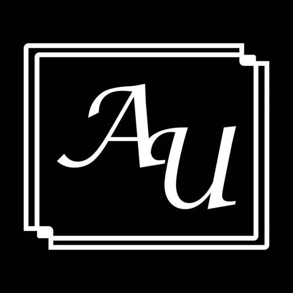 Au字母图标向量模板上的黑色背景创意字母Au图标 非盟病媒 — 图库矢量图片