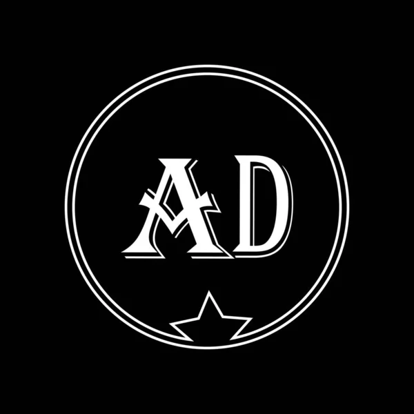 Ad字母图标向量模板上的黑色背景创意字母Ad图标 Ad向量 — 图库矢量图片