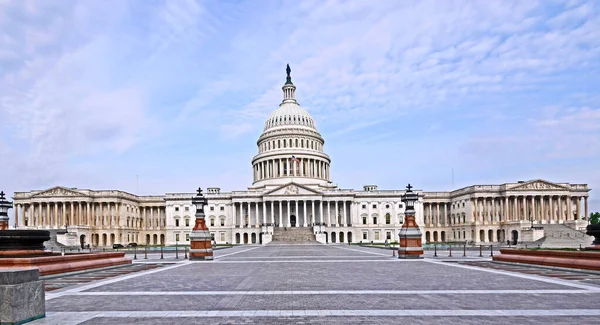 Amplia Vista Del Frente Del Capitolio Washington — Foto de Stock