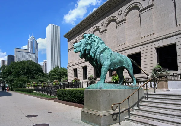 Chicago Art Institute Facing Michigan Avenue Commercial Center Town Displays — Stock Photo, Image